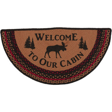 Cumberland Stenciled Moose Jute Braided Rug Half Circle Welcome to the Cabin 16.5